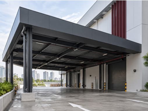 Covered work area - composite panel roofing