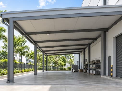 Freestanding shelter - composite panel roofing