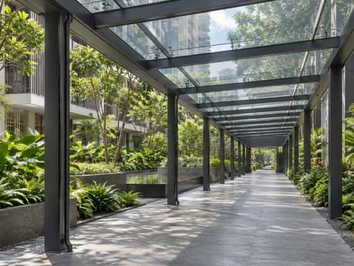 Covered walkway - glass roofing