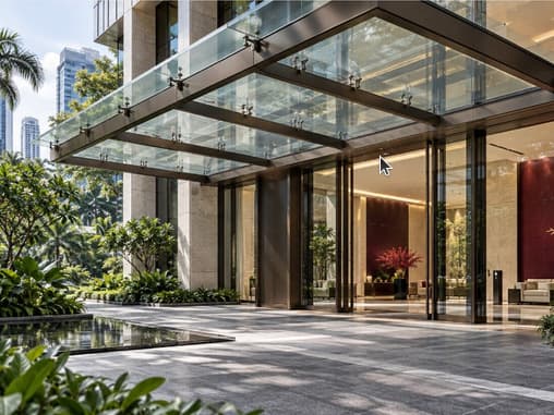Entrance canopy - glass roofing
