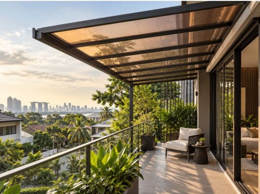 Tinted balcony canopy - polycarbonate roofing